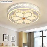 Modern Crystal And Acrylic Flush Ceiling Light With Flower Pattern White/3 Color Led Brown/White