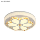 Modern Crystal And Acrylic Flush Ceiling Light With Flower Pattern White/3 Color Led Brown/White