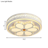 Modern Crystal And Acrylic Flush Ceiling Light With Flower Pattern White/3 Color Led Brown/White