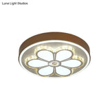 Modern Crystal And Acrylic Flush Ceiling Light With Flower Pattern White/3 Color Led Brown/White