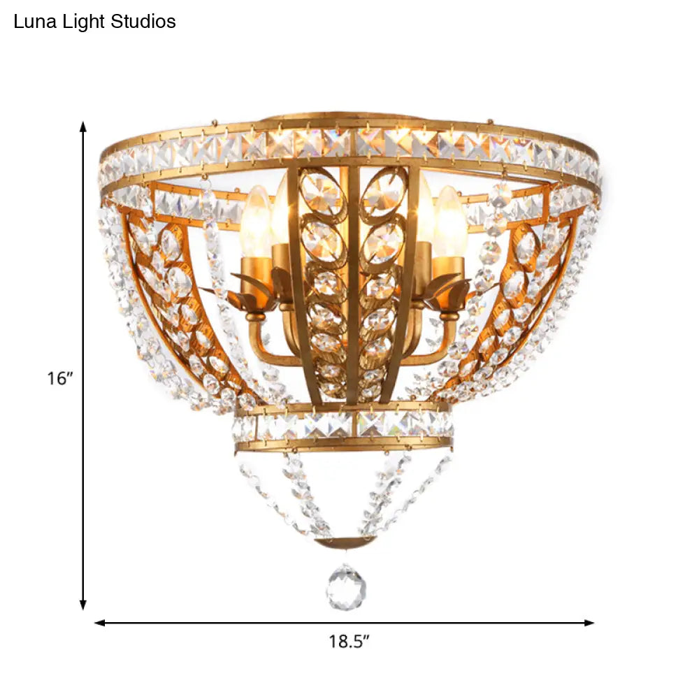 Modern Crystal And Metal Flush Mount Ceiling Light | Dome Corridor Fixture