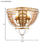 Modern Crystal And Metal Flush Mount Ceiling Light | Dome Corridor Fixture