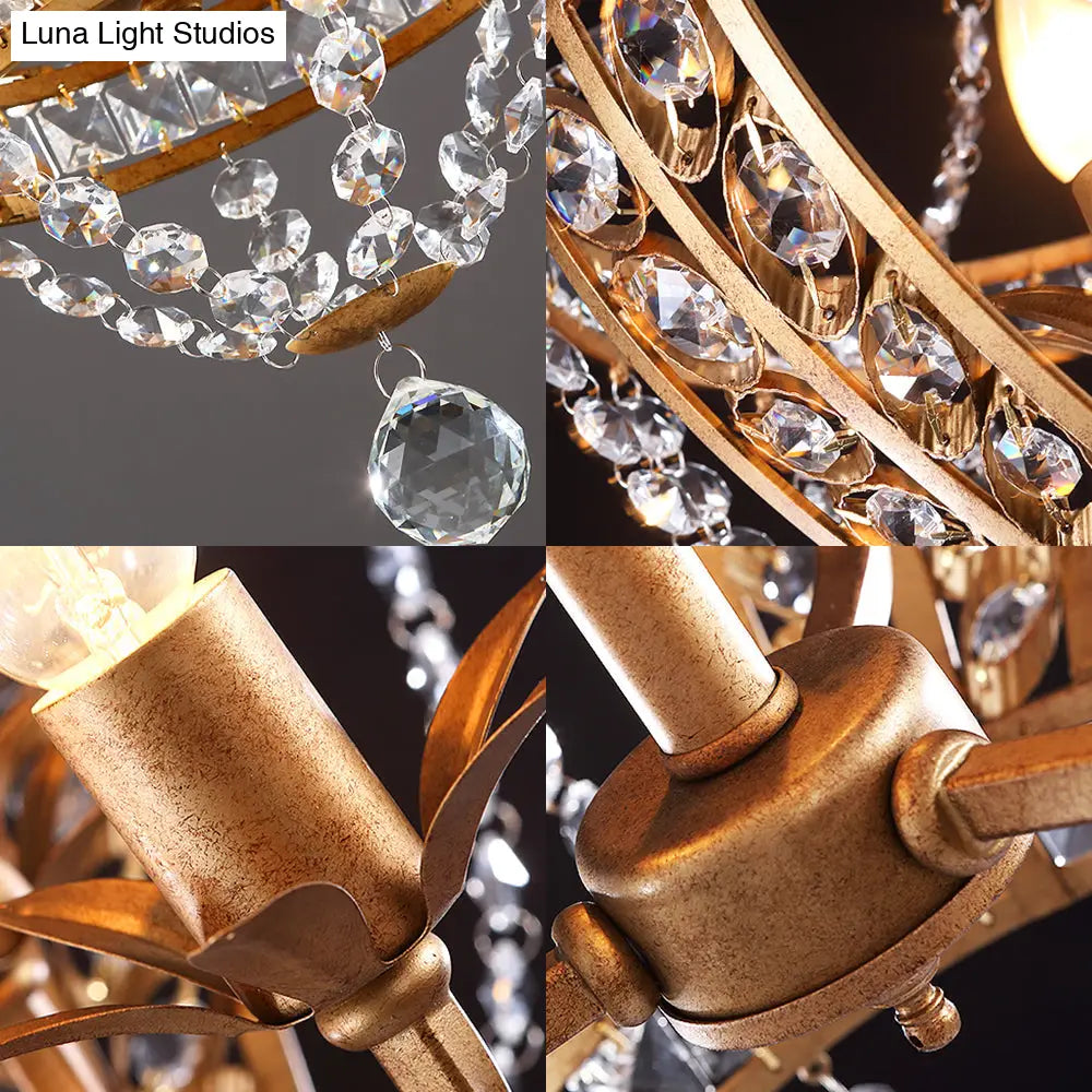 Modern Crystal And Metal Flush Mount Ceiling Light | Dome Corridor Fixture