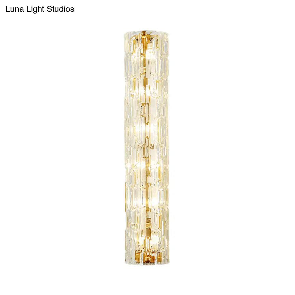 Modern Crystal And Metal Wall Lamp In Gold For Living Room