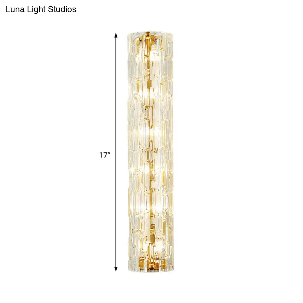 Modern Crystal And Metal Wall Lamp In Gold For Living Room