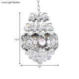 Modern Crystal Ball Chandelier - Silver Pendant Light For Corridor 3 Heads Cascading Design