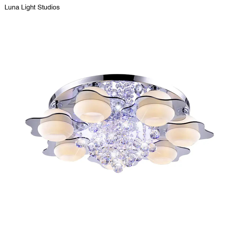 Modern Crystal Ball Flower Ceiling Light Gray Flush Mounted With 3/5/7 Heads In Warm/White