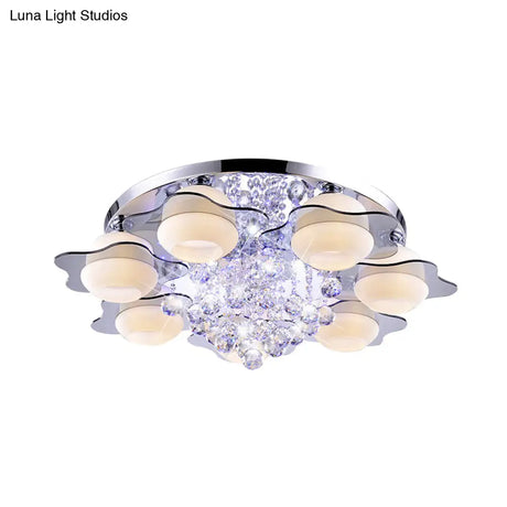 Modern Crystal Ball Flower Ceiling Light Gray Flush Mounted With 3/5/7 Heads In Warm/White