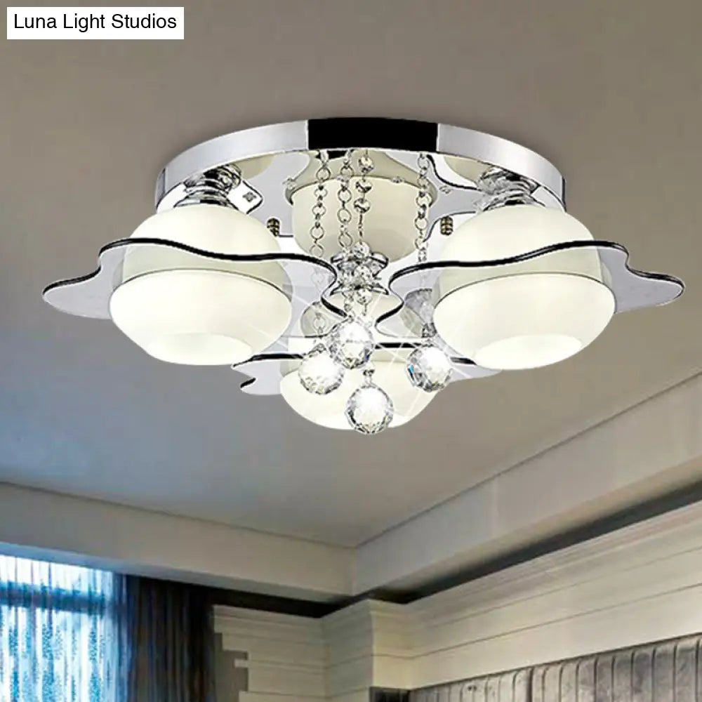 Modern Crystal Ball Flower Ceiling Light Gray Flush Mounted With 3/5/7 Heads In Warm/White