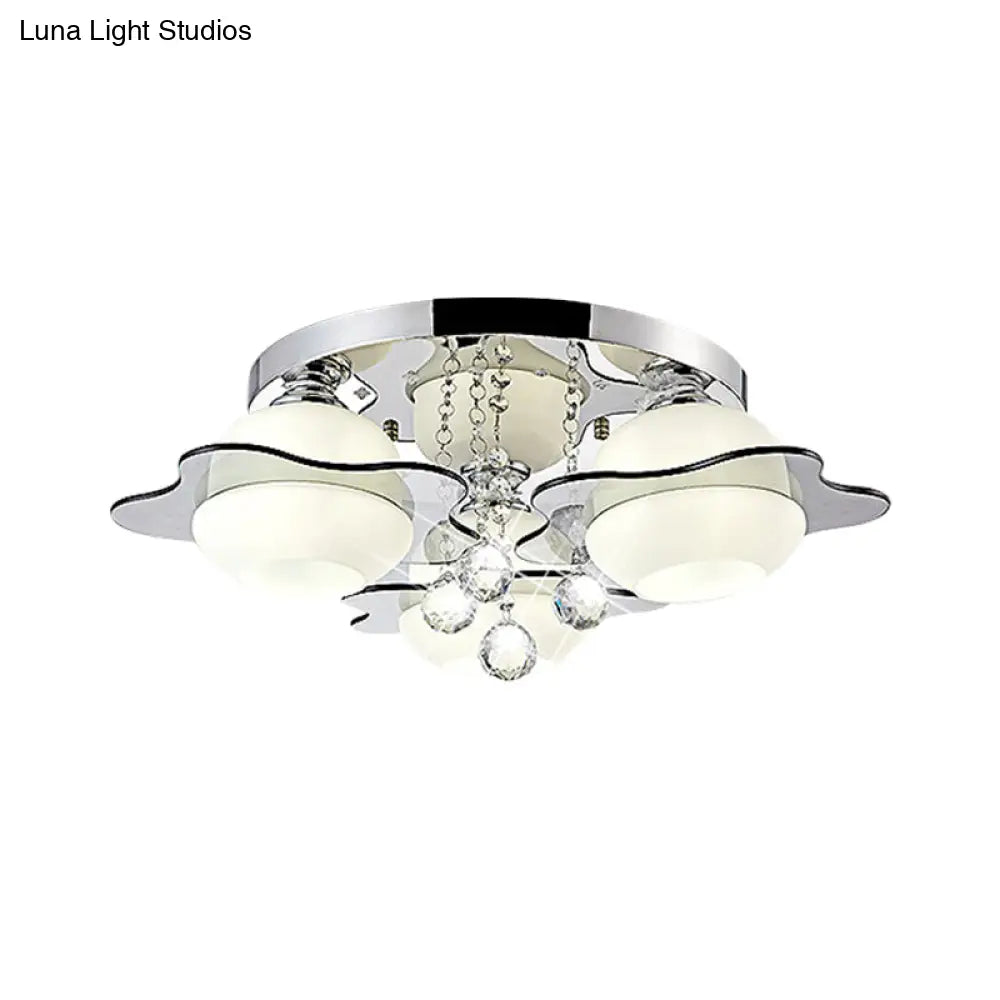 Modern Crystal Ball Flower Ceiling Light Gray Flush Mounted With 3/5/7 Heads In Warm/White