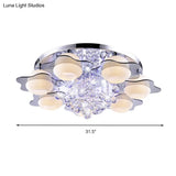 Modern Crystal Ball Flower Ceiling Light Gray Flush Mounted With 3/5/7 Heads In Warm/White