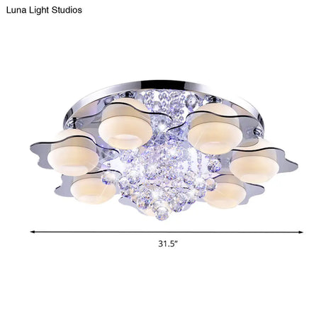 Modern Crystal Ball Flower Ceiling Light Gray Flush Mounted With 3/5/7 Heads In Warm/White