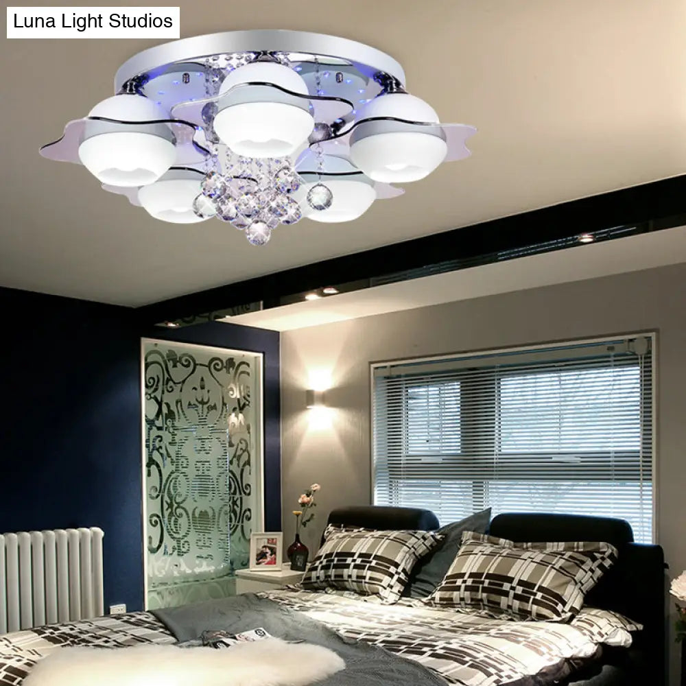 Modern Crystal Ball Flower Ceiling Light Gray Flush Mounted With 3/5/7 Heads In Warm/White