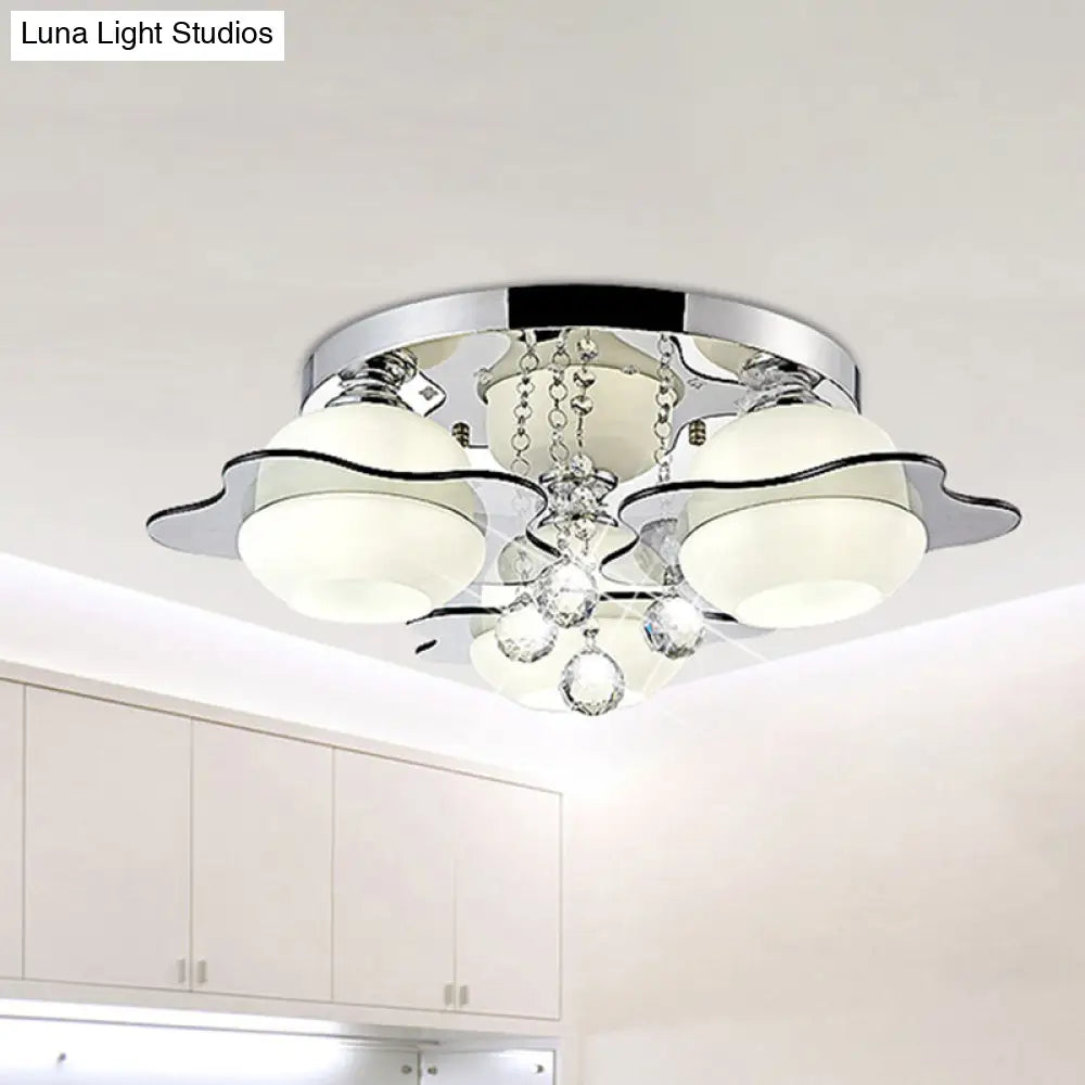 Modern Crystal Ball Flower Ceiling Light Gray Flush Mounted With 3/5/7 Heads In Warm/White