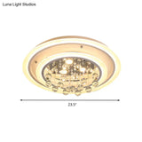Modern Crystal Ball Round Flush Mount Light With Led Ceiling Light/Remote Control Dimming -