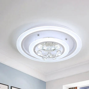 Modern Crystal Ball Round Flush Mount Light With Led Ceiling Light/Remote Control Dimming -