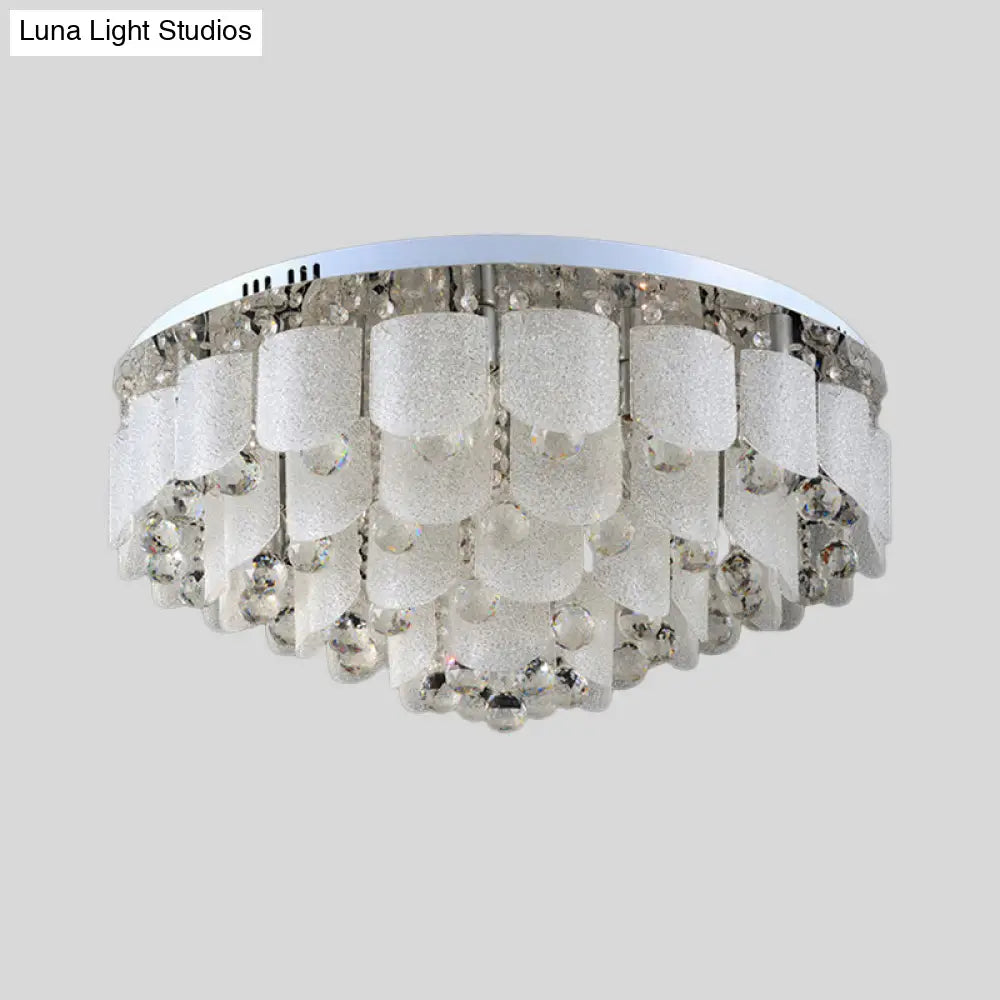 Modern Crystal Balls Flush Mount Lamp - 15 Bulbs Clear Tapered Design White Light