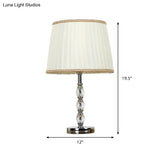 Modern Crystal Barrel Nightstand Lamp 1 Bulb Beige Table Light For Bedroom