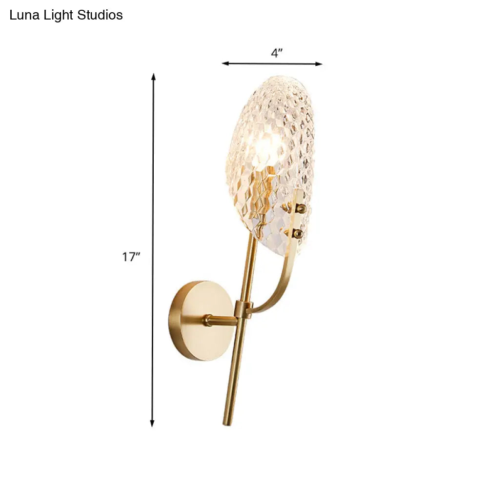 Modern Crystal Beveled Shade Wall Sconce Light - Elegant Brass 1-Light Fixture For Hallway