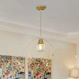 Modern Crystal Bird/Flower Sleep Room Suspension Light With Gold Hanging Lamp Kit - 1 Bulb / Bird