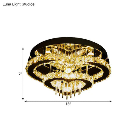 Modern Crystal Block And Rod Flush Mount Led Ceiling Light With Loving Heart Design