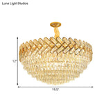Modern Crystal Block Ceiling Lamp - Gold Chandelier Pendant Light