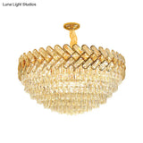 Modern Crystal Block Ceiling Lamp - Gold Chandelier Pendant Light