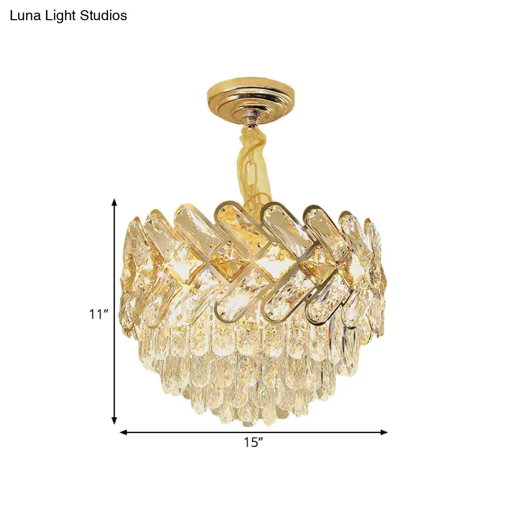 Modern Crystal Block Ceiling Lamp - Gold Chandelier Pendant Light