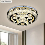 Modern Crystal Block Ceiling Light Fixture For Living Room - Led Flush Mount Lamp With Stainless -