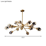 Modern Crystal Block Chandelier: Stylish 6/15/18 Lights Ceiling Pendant In Brass