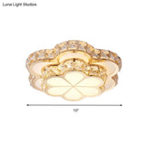 Modern Crystal Block Flower Flush Mount Led Ceiling Light Fixture 10’/12’/14’ W White