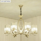 Modern Crystal Block Gold Pendant Chandelier - 3/6 Lights Living Room Ceiling Light
