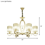 Modern Crystal Block Gold Pendant Chandelier - 3/6 Lights Living Room Ceiling Light