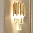 Modern Crystal Block Gold Sconce Light With 4 Tiered Wall-Mounted Heads For Bedroom