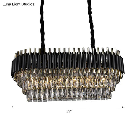 Modern Crystal Block Island Pendant Light