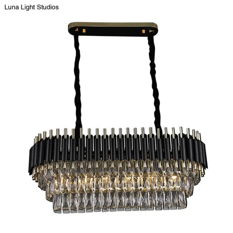 Modern Crystal Block Island Pendant Light