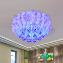 Modern Crystal Blossom Flush Mount Lamp With 5 Lights - Pink/Purple Ceiling Lighting For Bedroom