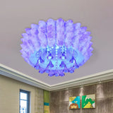 Modern Crystal Blossom Flush Mount Lamp With 5 Lights - Pink/Purple Ceiling Lighting For Bedroom