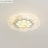 Modern Crystal Blossom Led Flush Mount Ceiling Light Fixture - White Multiple Sizes Available
