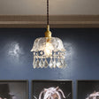 Modern Crystal Brass Bedside Pendulum Light - Single Bulb Ceiling Lamp