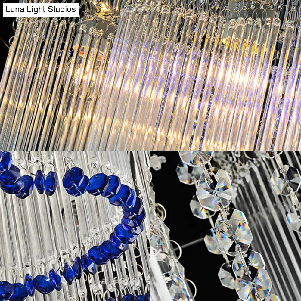 Modern Crystal Ceiling Lamp With Loving Heart Design - 3/5 Lights Blue