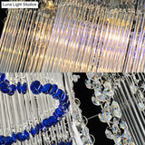 Modern Crystal Ceiling Lamp With Loving Heart Design - 3/5 Lights Blue