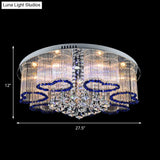 Modern Crystal Ceiling Lamp With Loving Heart Design - 3/5 Lights Blue