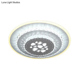 Modern Crystal Ceiling Mount Led Light Fixture For Bedroom - White Loving Heart/Square/Rose Design