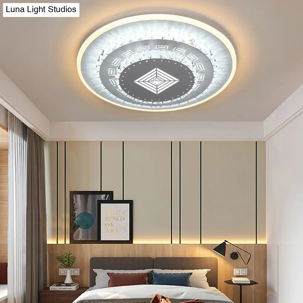 Modern Crystal Ceiling Mount Led Light Fixture For Bedroom - White Loving Heart/Square/Rose Design