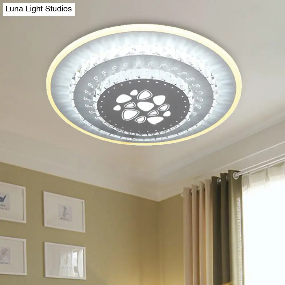 Modern Crystal Ceiling Mount Led Light Fixture For Bedroom - White Loving Heart/Square/Rose Design