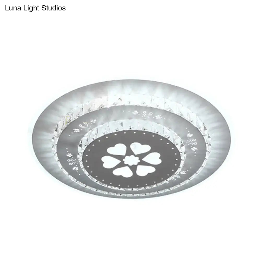 Modern Crystal Ceiling Mount Led Light Fixture For Bedroom - White Loving Heart/Square/Rose Design