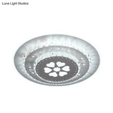 Modern Crystal Ceiling Mount Led Light Fixture For Bedroom - White Loving Heart/Square/Rose Design