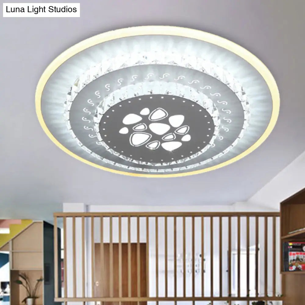 Modern Crystal Ceiling Mount Led Light Fixture For Bedroom - White Loving Heart/Square/Rose Design