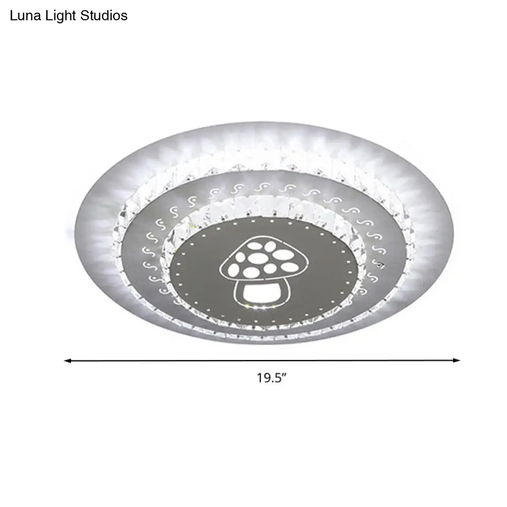 Modern Crystal Ceiling Mount Led Light Fixture For Bedroom - White Loving Heart/Square/Rose Design